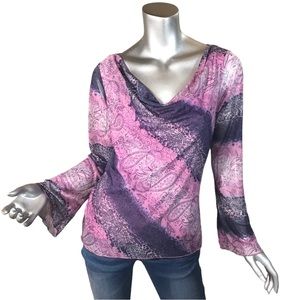 Wrapper Women's Juniors X-Large Floral Stretch Lined 90s y2k Fitted Top Pink.